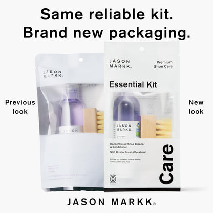 Jason Markk Essential Kit, Shoe Cleaner, 2-Piece Set, Deep Cleaning Solution & Durables Brush, Sneaker Care, Ideal for Footwear, Full Grain Leather, Rubber, and more, 4oz