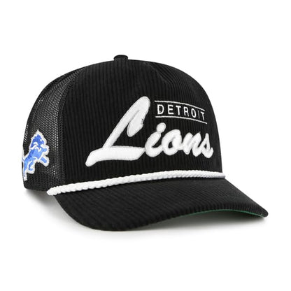 47 NFL Detroit Mesh Double Header Rope Adjustable Snapback Hat - Black