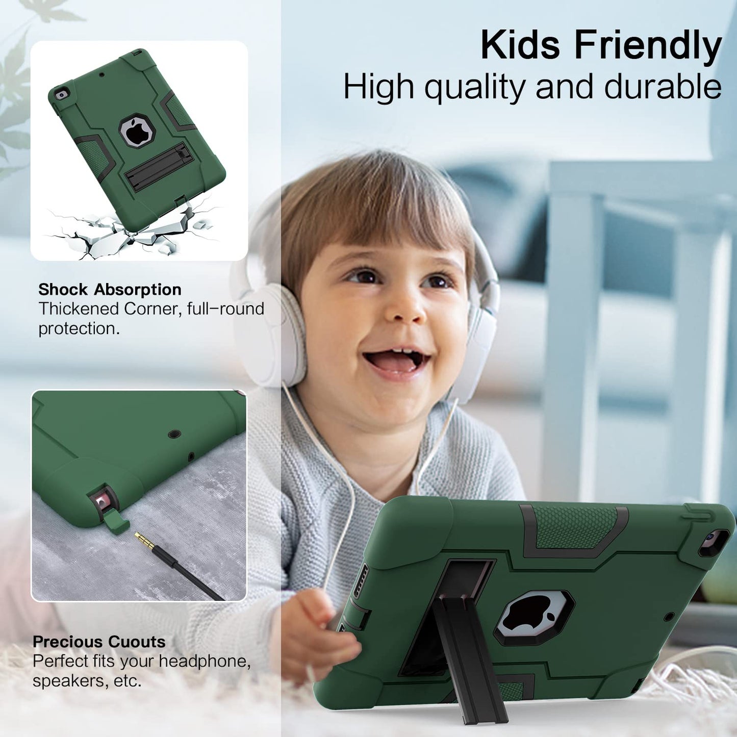 Cantis Case for ipad 9th Generation/iPad 8th Generation/iPad 7th Generation, Slim Heavy Duty Shockproof Rugged Protective Case Built-in Stand for iPad 10.2 inch 2021/2020/2019