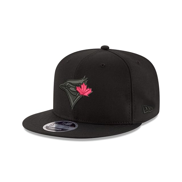 New Era 9FIFTY MLB Toronto Blue Jays Black on Black Red Leaf Adjustable Snapback Hat - Black