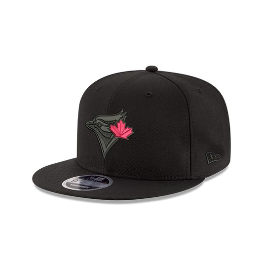 New Era 9FIFTY MLB Toronto Blue Jays Black on Black Red Leaf Adjustable Snapback Hat - Black