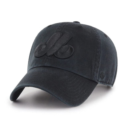 Montreal Expos '47 Black on Black Clean Up Adjustable Hat