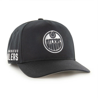 47 Edmonton Oilers Sure Shot Hitch Side Patch Snapback - Black and White