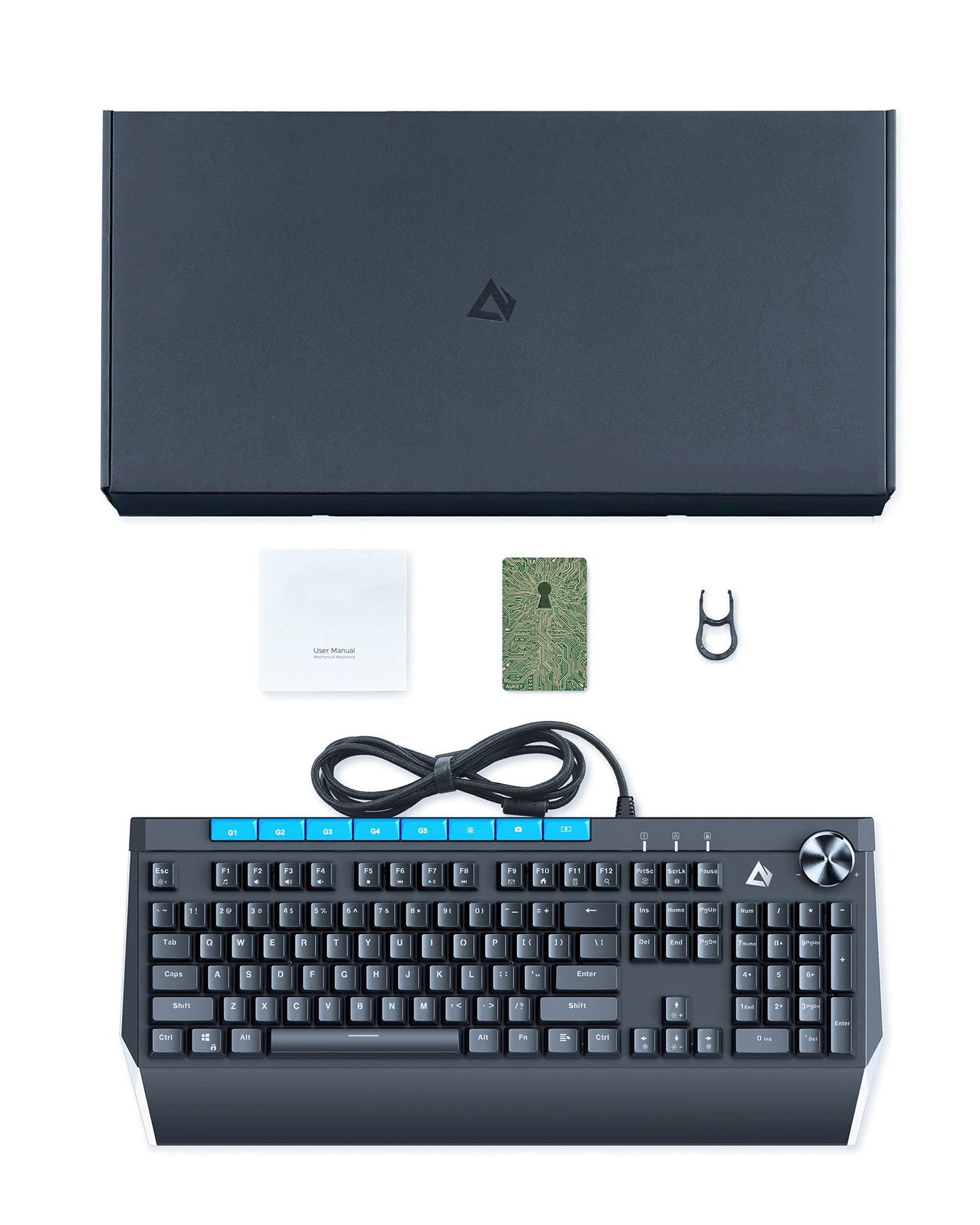 DSF Mechanical Keyboard with Rainbow Backlit & RGB LED Side Light Blue Switches 112keys Volume Control Button,RGB Lighting Programmable Macros Gaming for PC Gamer Computer Desktop (Black), KM-G17