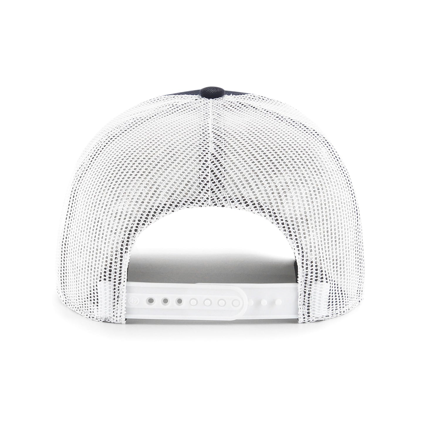 47 Trucker Blank Trucker Adjustable Snapback Curved Brim Cap with White Mesh - Navy/White