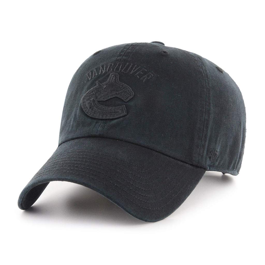 47 Men NHL Clean UP Black on Black Cap Vancouver CanucksBlack One Size Fits All