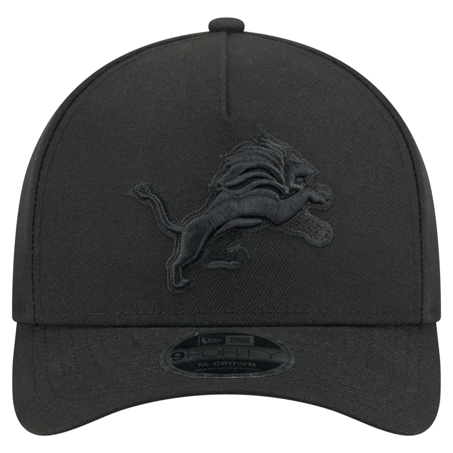 New Era Men's Detroit Lions Black On Black 940 M-Crown A-Frame Adjustable Snapback Hat - One Size