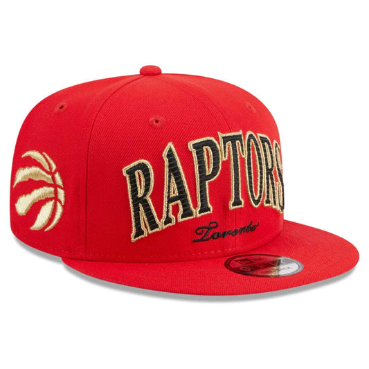 New Era NBA Toronto Raptors Golden Tall Text Throwback 9FIFTY Adjustable Snapback Hat - Red