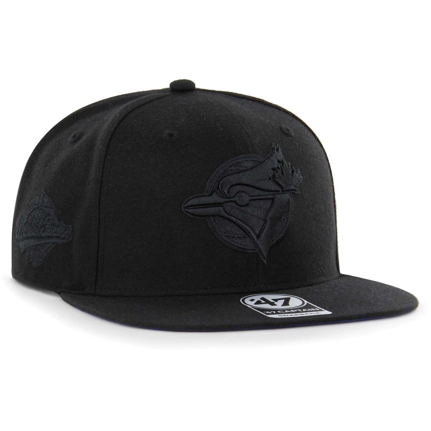 47 Toronto Blue Jays 1992 World Series Cooperstown White Black on Black Sure Shot Captain Snapback Hat