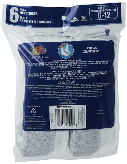 Fruit of the Loom mens Core 6 Pack CrewMen Socks