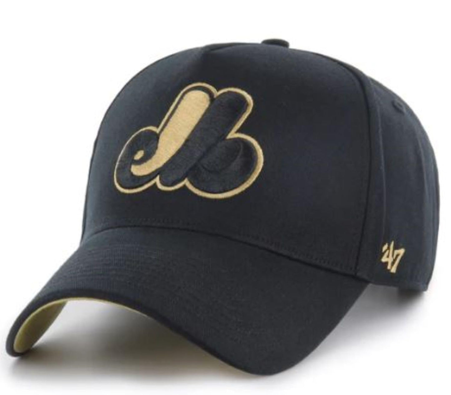 47 Montreal Expos Sure Shot MVP DT Deluxe Sidepatch Adjustable Snapback Hat - Black/Gold