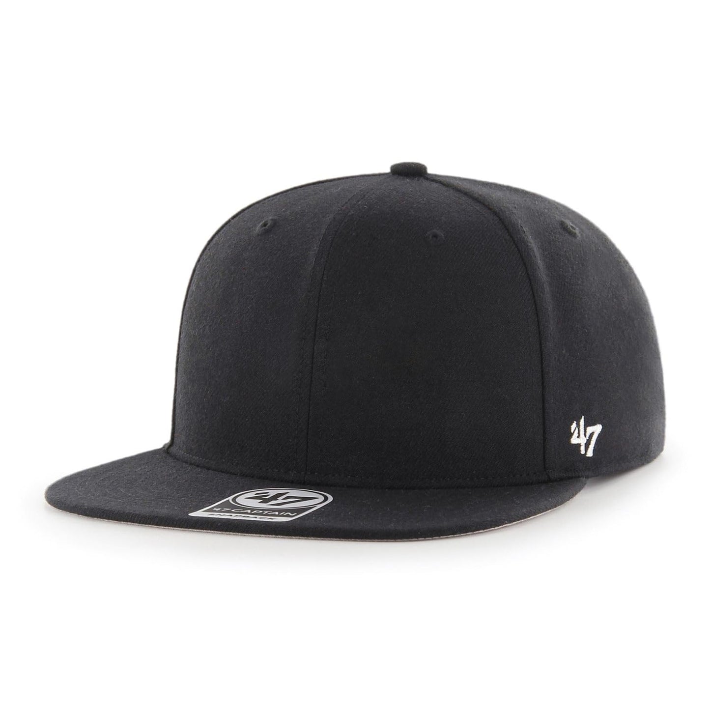 47 Blank Captain Adjustable Flatbrim Snapback Hat - Black