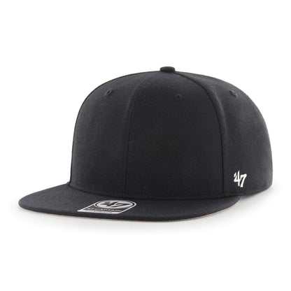 47 Blank Captain Adjustable Flatbrim Snapback Hat - Black