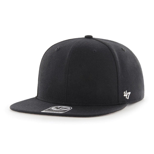 47 Blank Captain Adjustable Flatbrim Snapback Hat - Black