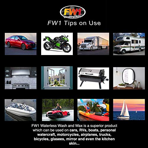 FW1 Waterless Car Wash & Wax with Carnauba for Multiple Surfaces - Cleaning Wax Ultra Shine Spray Fast Cleaner - No Silicone 17.5 oz / 496 g