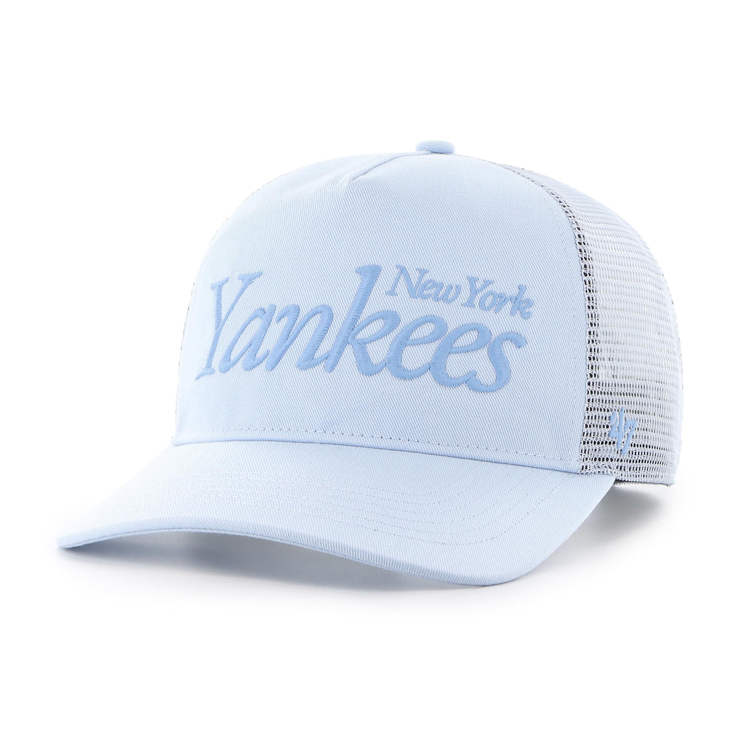 47 Hitch MLB New York Foundation Script Mesh Snapback Hat - Powder Blue