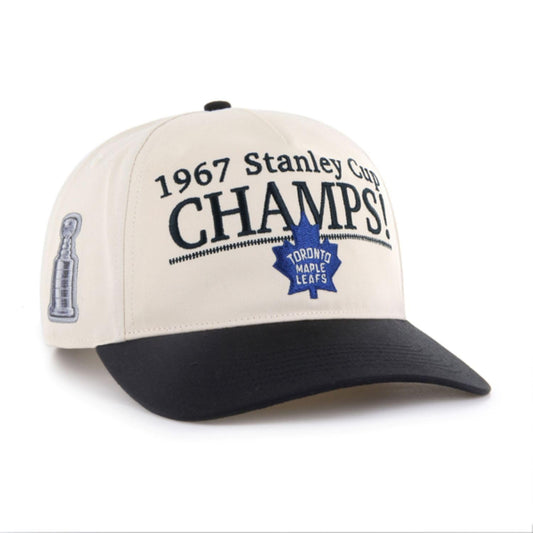 47 NHL Toronto Tabloid 1967 Stanley Cup Championship Hitch Adjustable Snapback Cap - Black/Beige