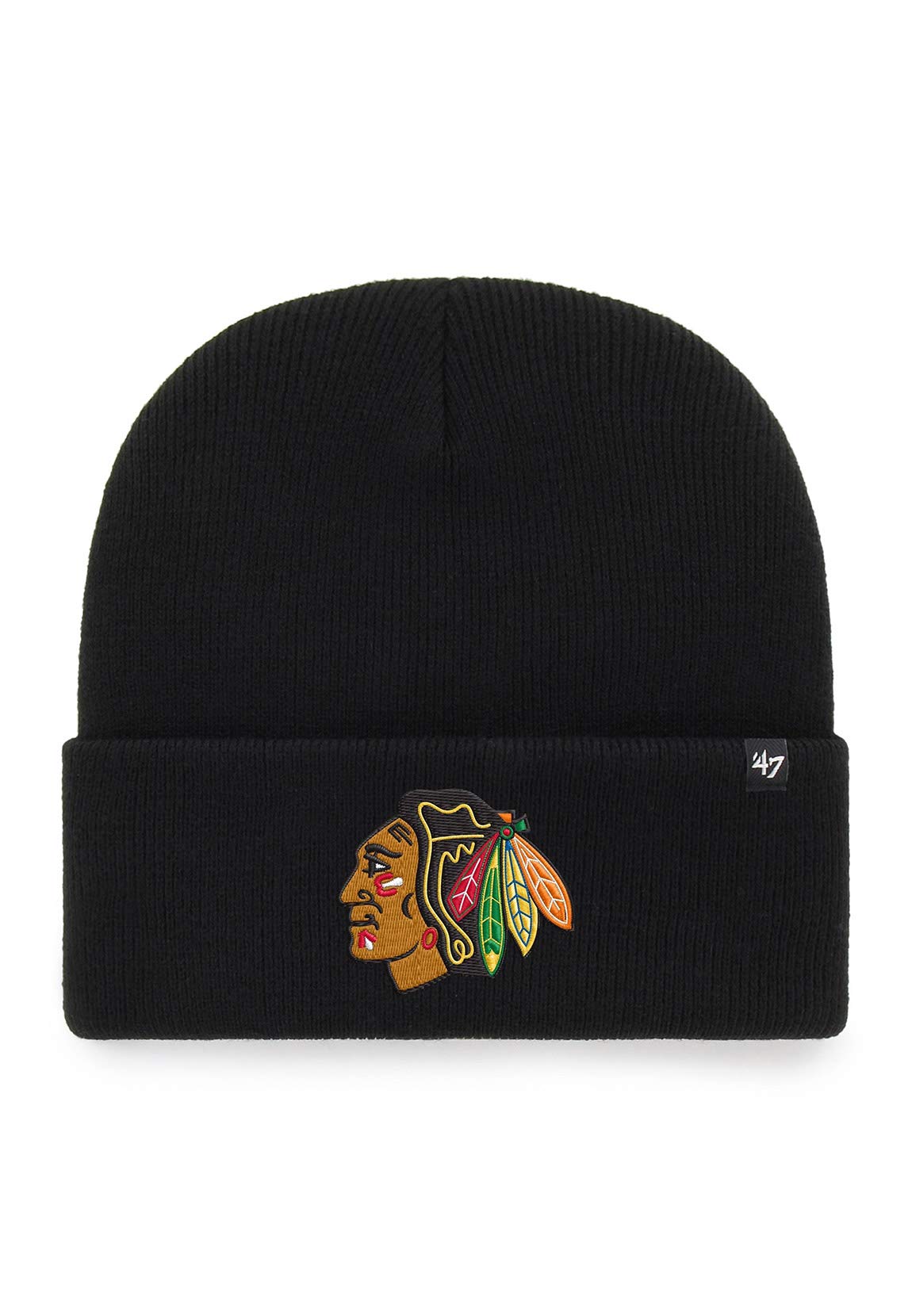 '47 Brand Chicago Blackhawks Black Haymaker NHL Cuff Knit Beany Beanie One Size Forty Seven