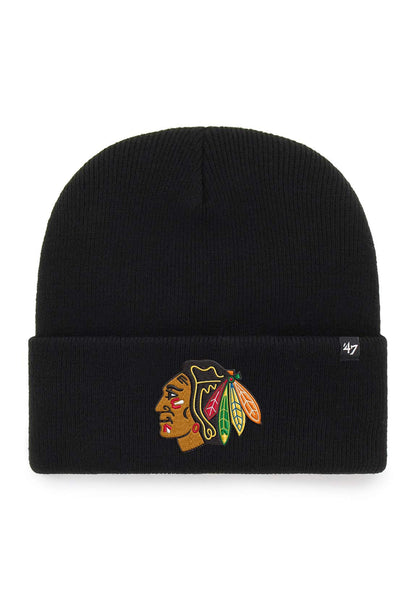 '47 Brand Chicago Blackhawks Black Haymaker NHL Cuff Knit Beany Beanie One Size Forty Seven